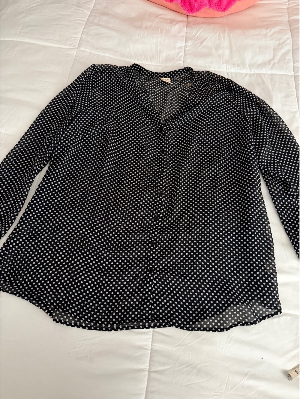 Faded Glory Women's Black and White Polka Dot Blouse Size 2X